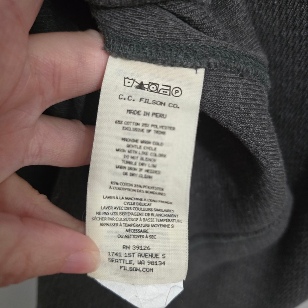 Filson Mens Long Sleeve Thermal Crewneck Shirt Charcoal Gray FCOP021391 Size M - Picture 5 of 6